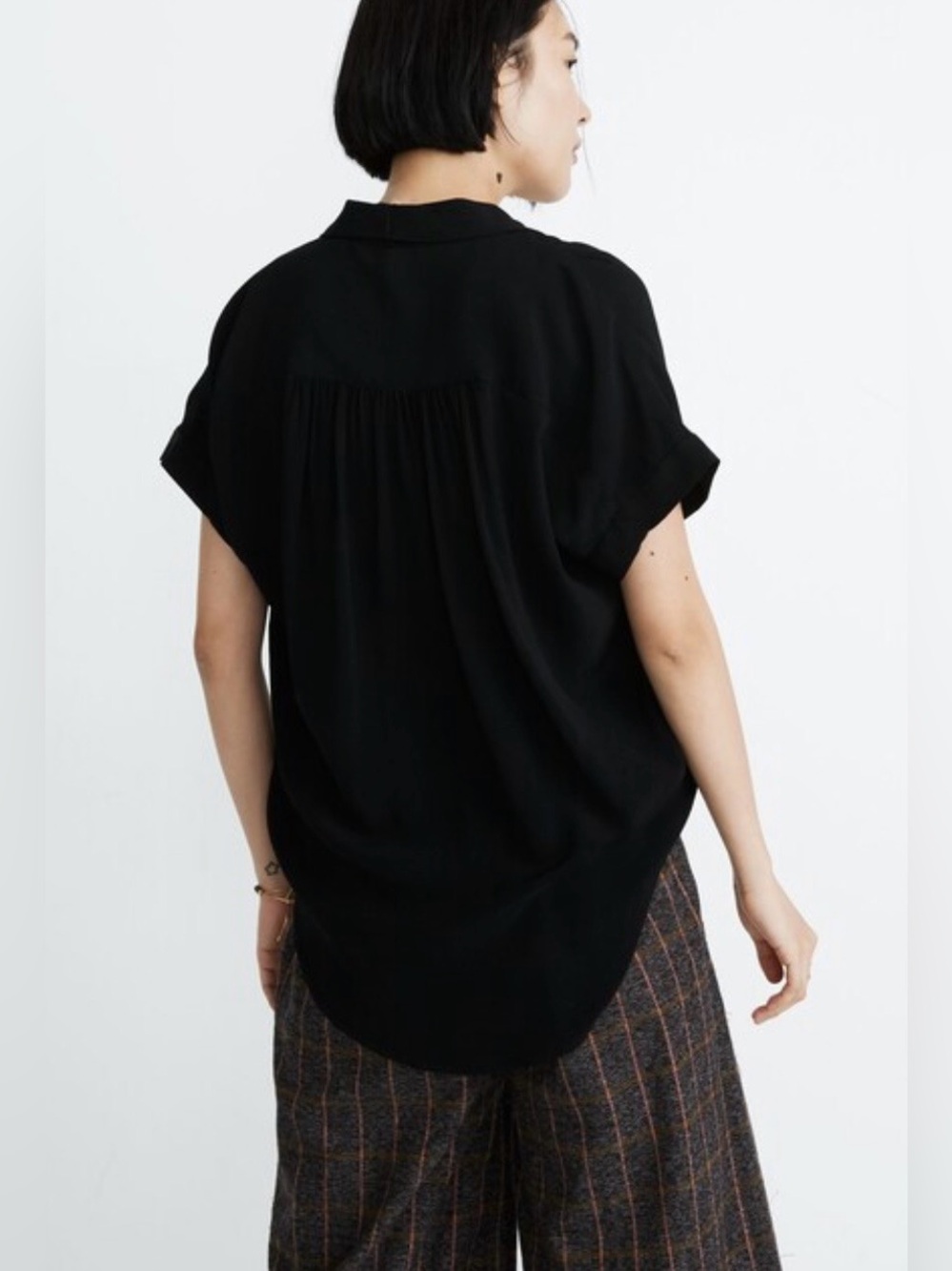 Madewell Central Drapey Popover Shirt in Black Size M - Picture 2 of 8
